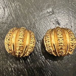 Vintage Chanel CC Gold Clip-On Earrings Karl Lagerfeld Era Made in France